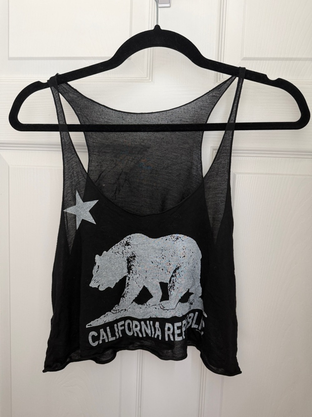 Brandy Melville Black Tank with Silver Bear Graphic